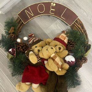 Festive Teddy Bear Holiday Wreath
